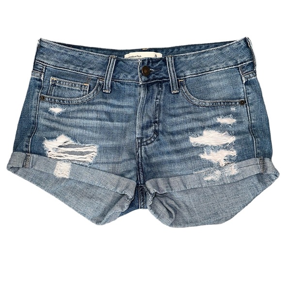 Abercrombie & Fitch Low Rise Distressed Button Fly Boyfriend Shorts Size 0 - Picture 3 of 6